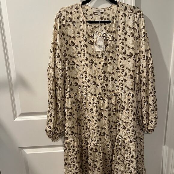 NWT $998 Lafayette 148 New York M  Lupe Leopard Print Silk Midi Dress - Picture 3 of 8